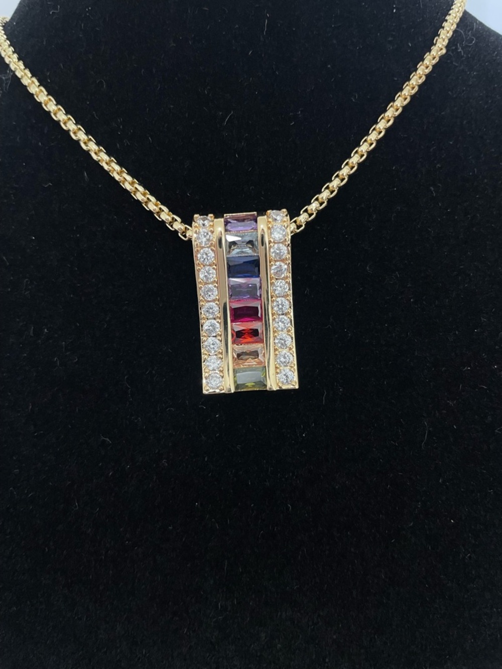18k Gold filled Rainbow Bar Pendant Necklace 16 - 20 inches